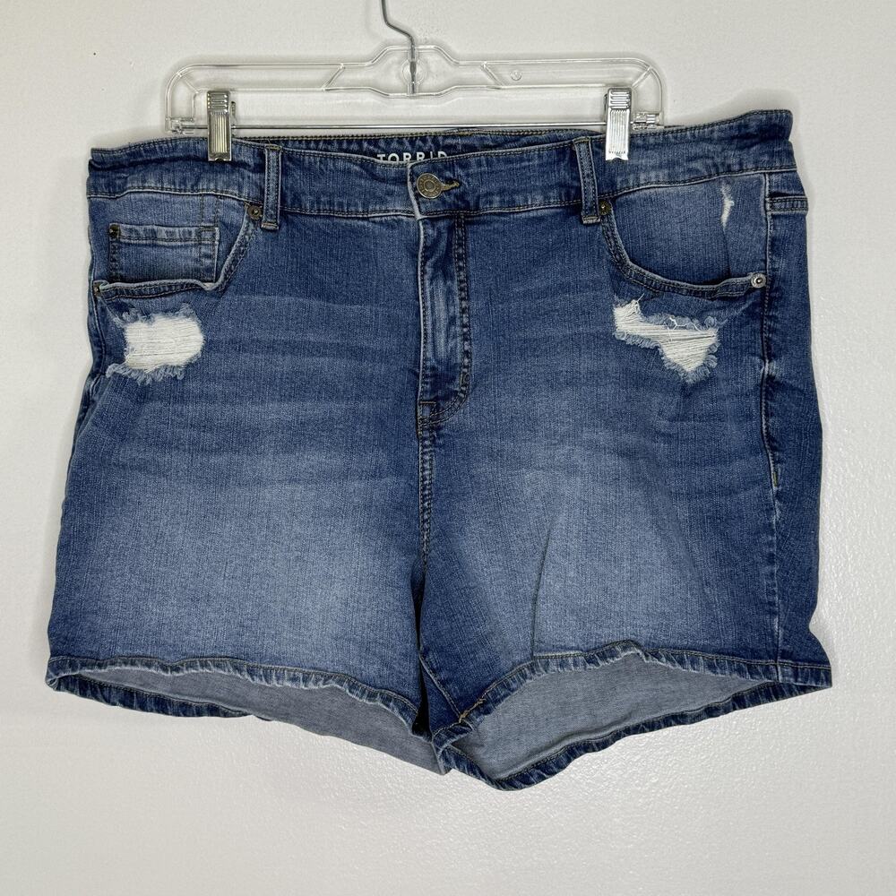 Torrid Shorts Womens 20 High Rise Perfect 5" Stretch Distressed Denim Jean